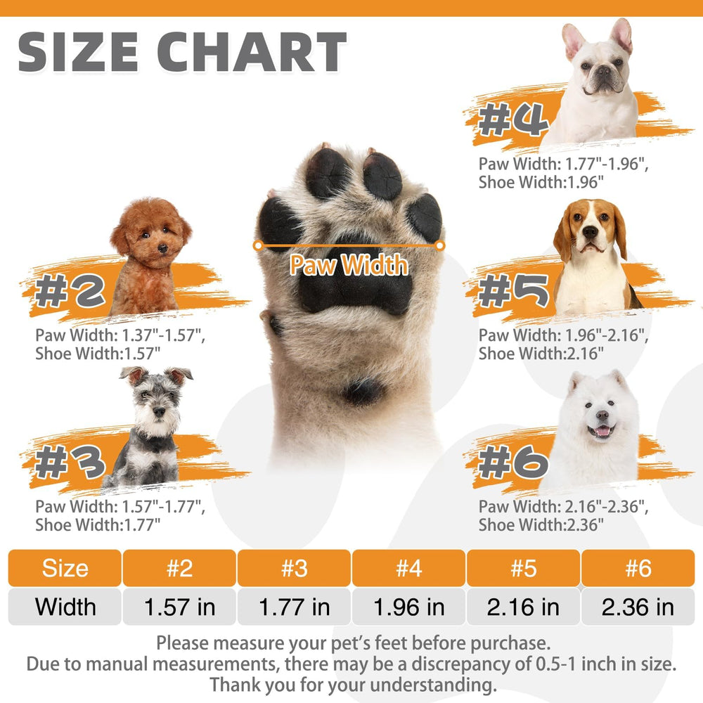 KOOLTAIL dog shoes size chart helps find the right paw fit.