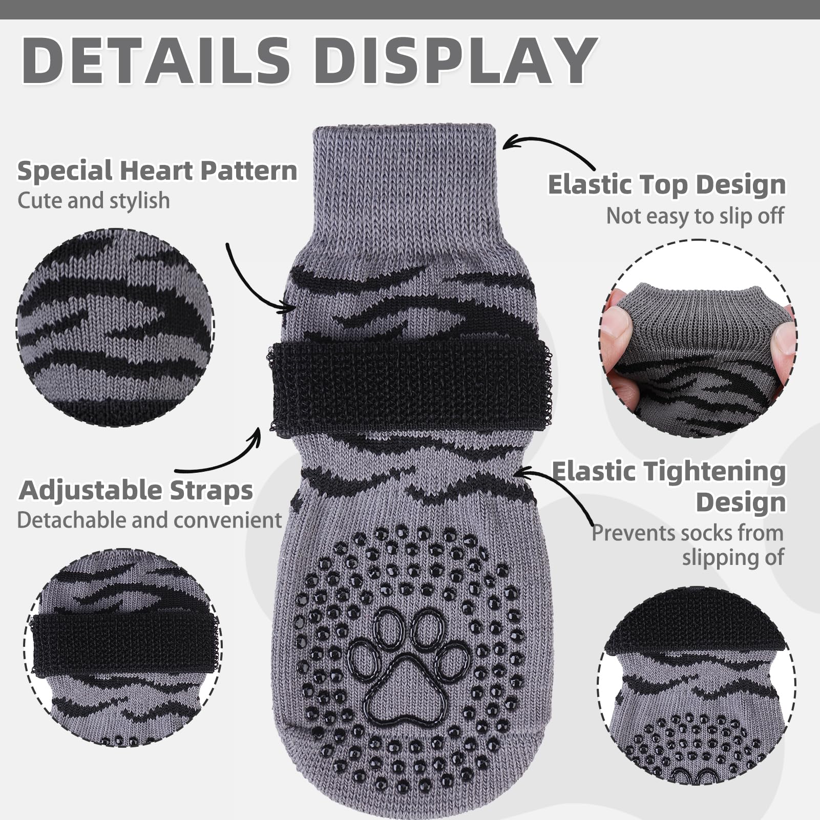 KOOLTAIL dog-socks anti-slip grip on floor enhances indoor traction