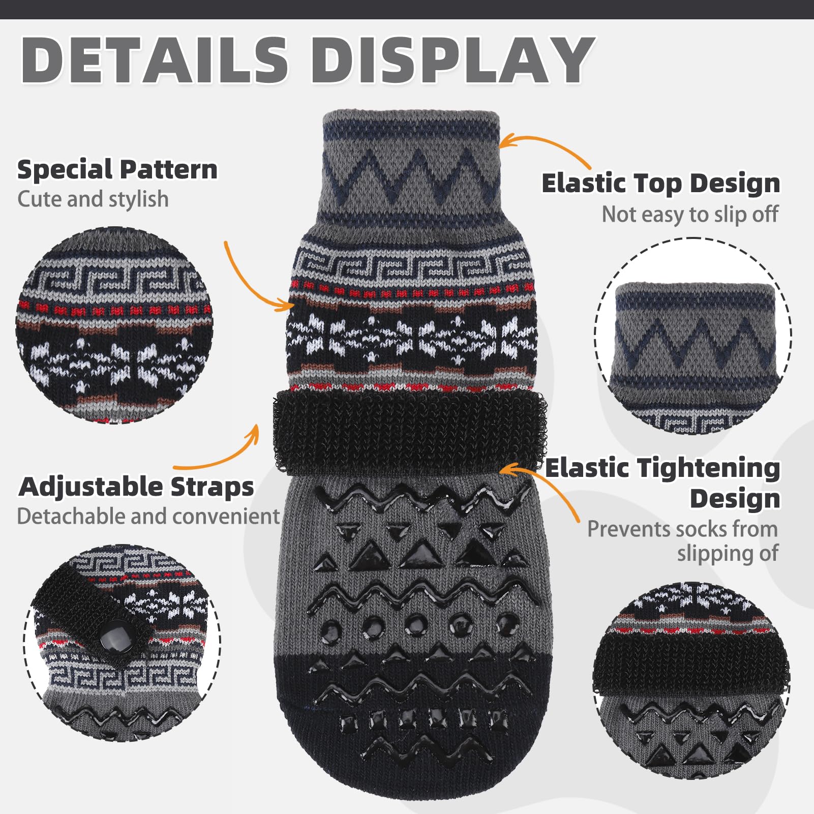 KOOLTAIL dog socks detachable strap close-up preventing slipping during walks.
