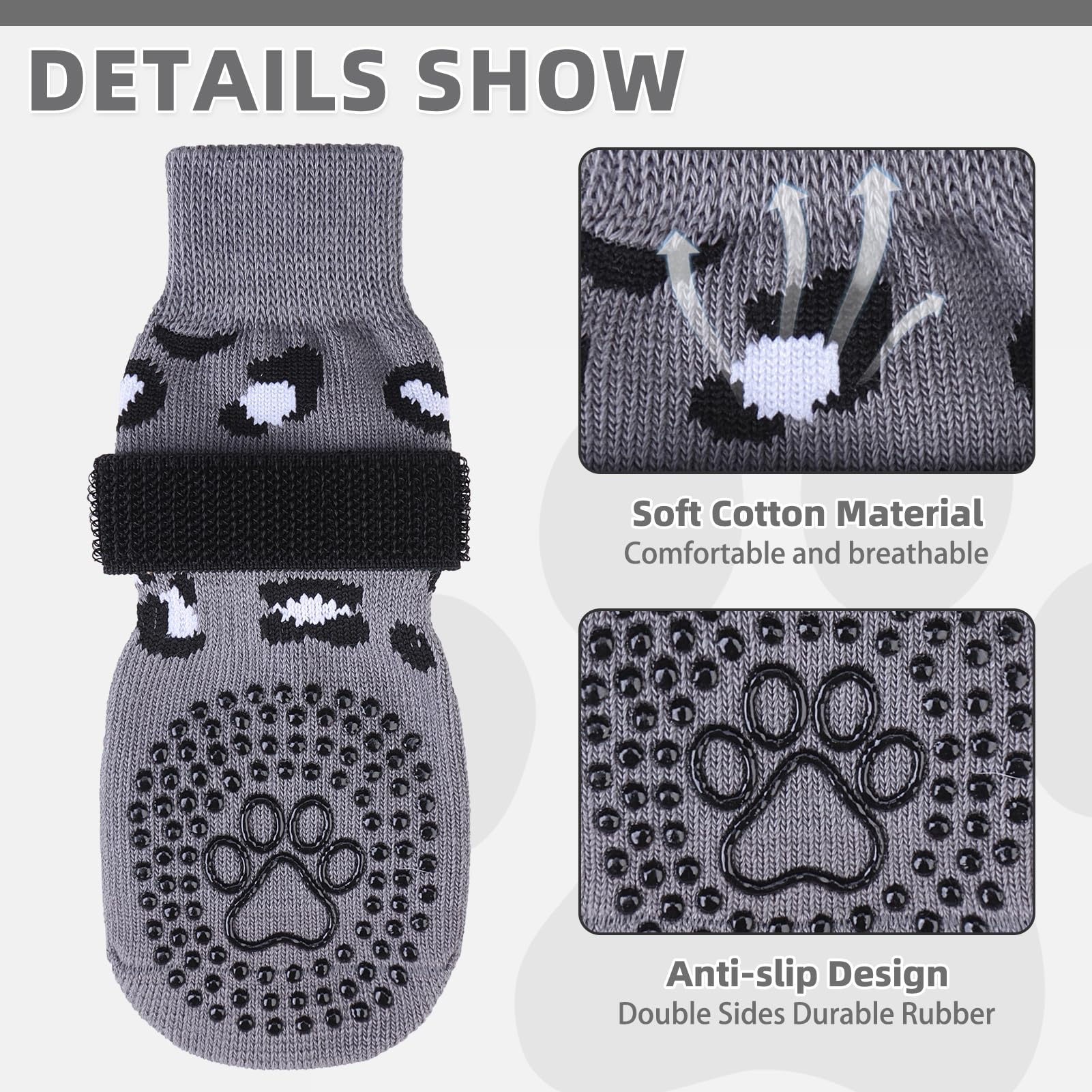 KOOLTAIL Dog Socks double-sided grip for reliable floor traction.