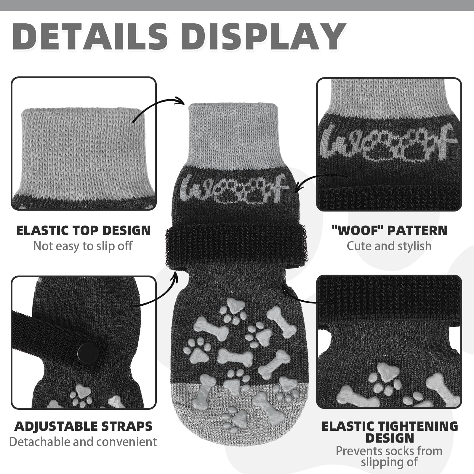 KOOLTAIL dog socks double-sided-grip provide enhanced traction on smooth floors