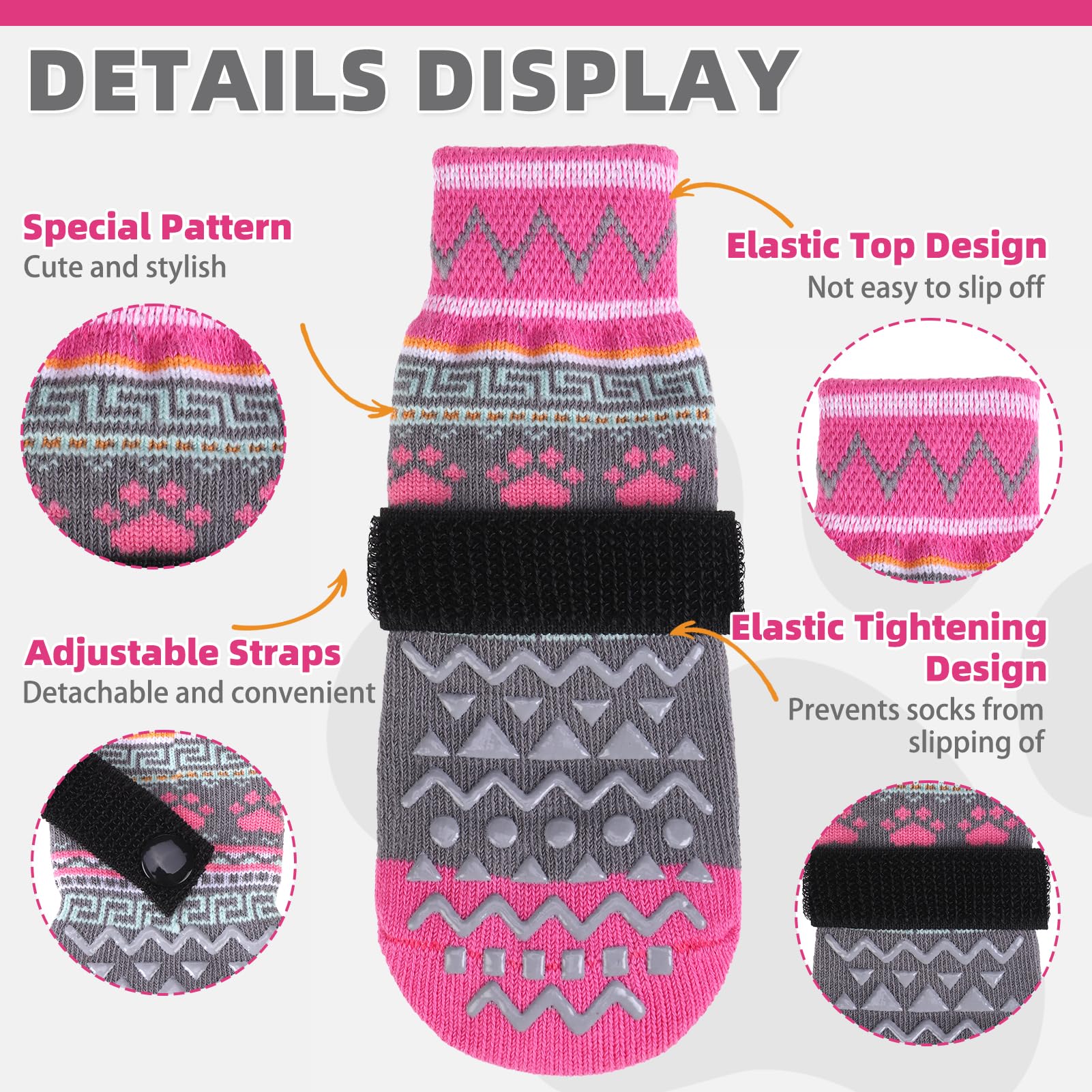 KOOLTAIL dog socks with double-sided grip for extended wear and grip.