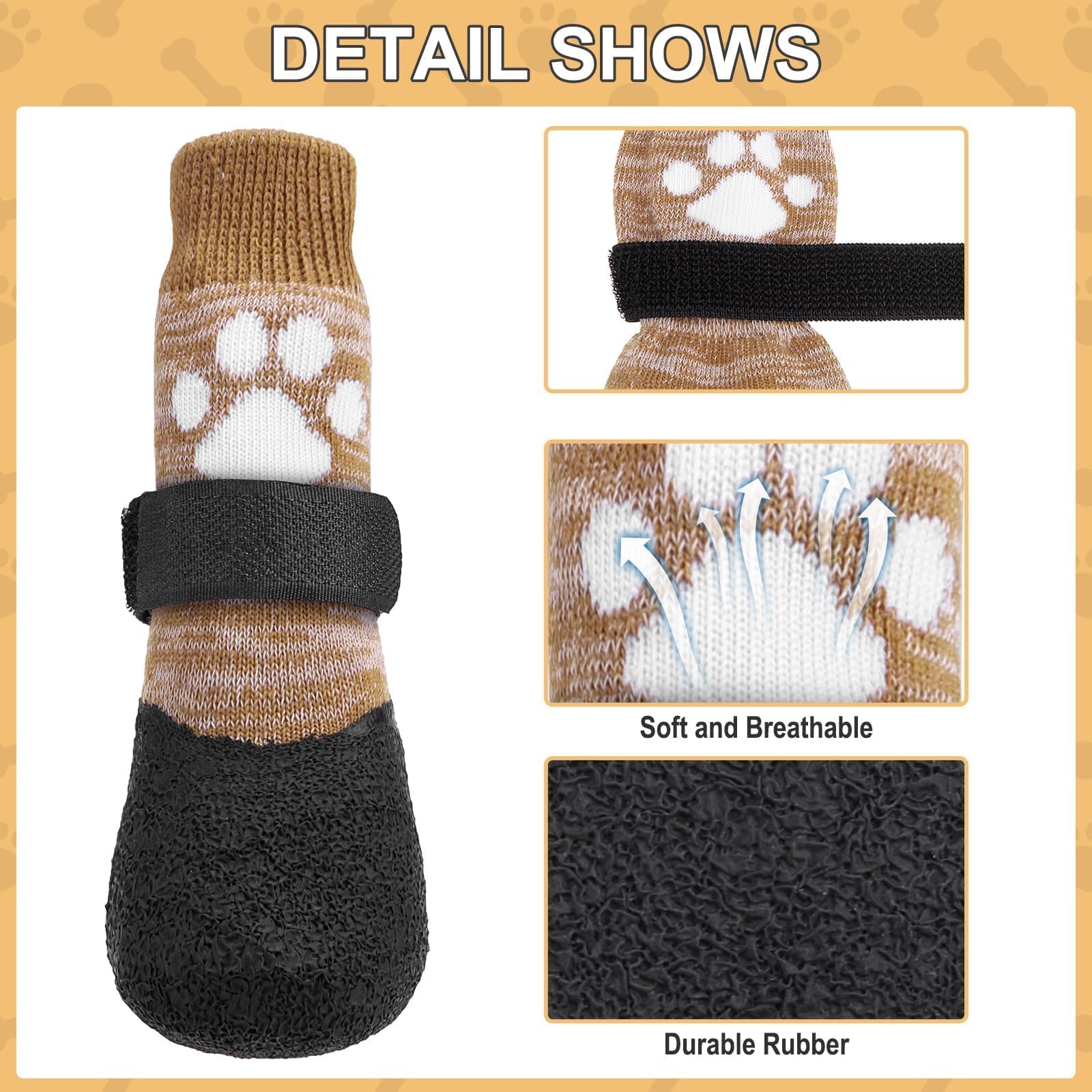KOOLTAIL detachable elastic strap secures paw socks during walks