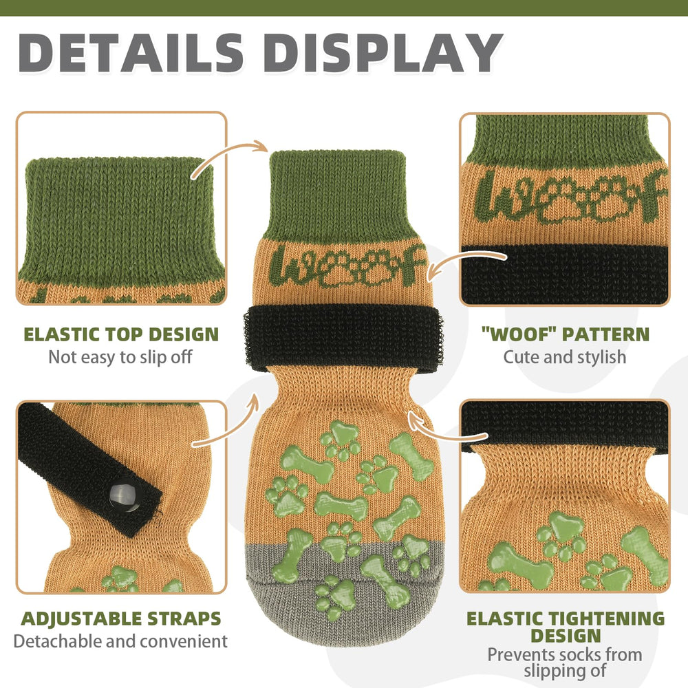 KOOLTAIL dog socks grip pattern close-up highlights non-slip traction and wear longevity.