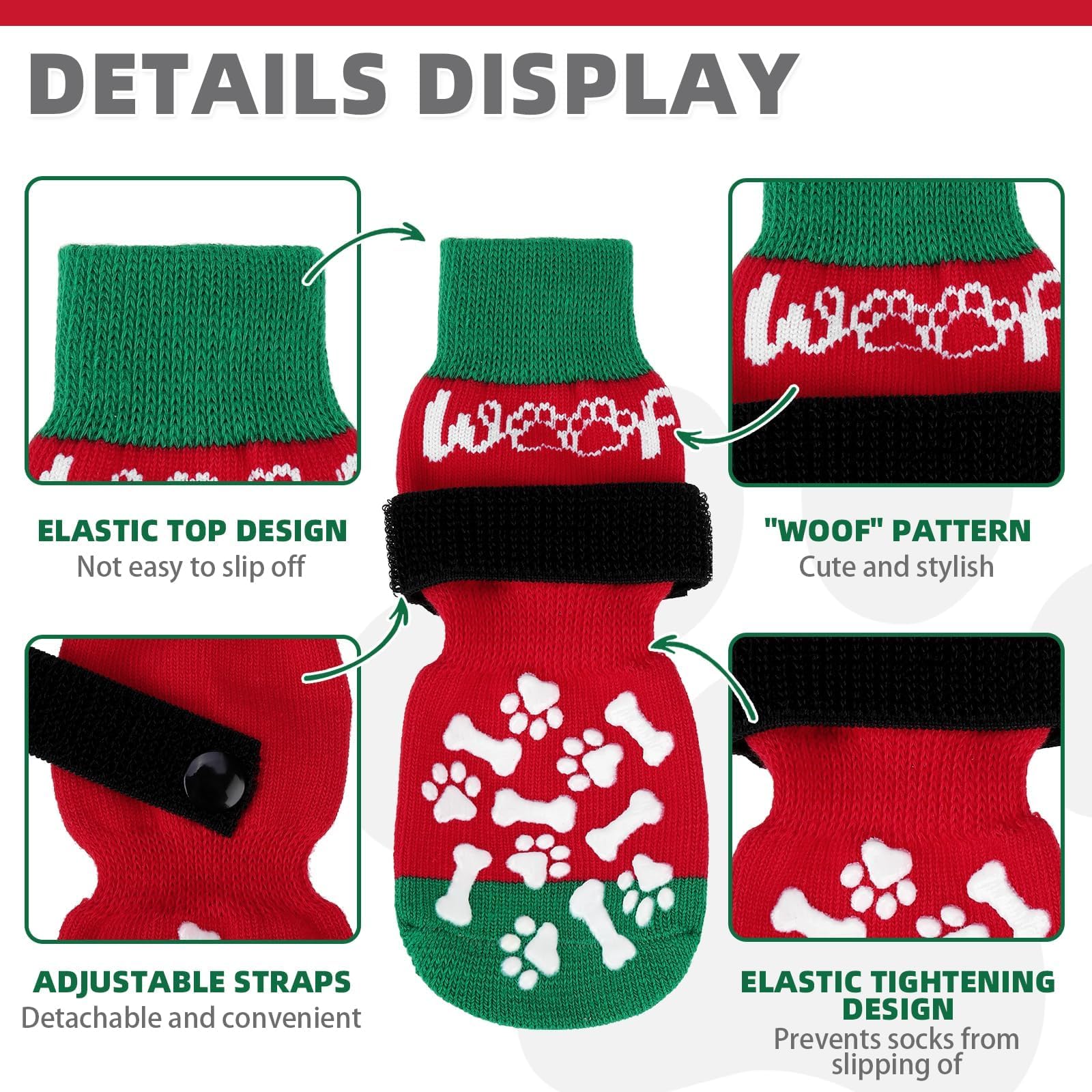 KOOLTAIL dog socks on hardwood floors improve traction and prevent slips during indoor play