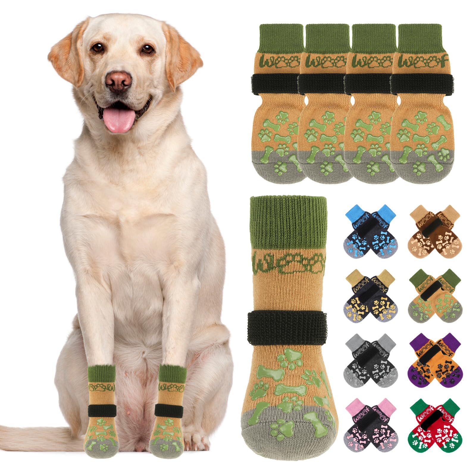 KOOLTAIL dog socks side view demonstrates dual-sided grip for safer floor traction.