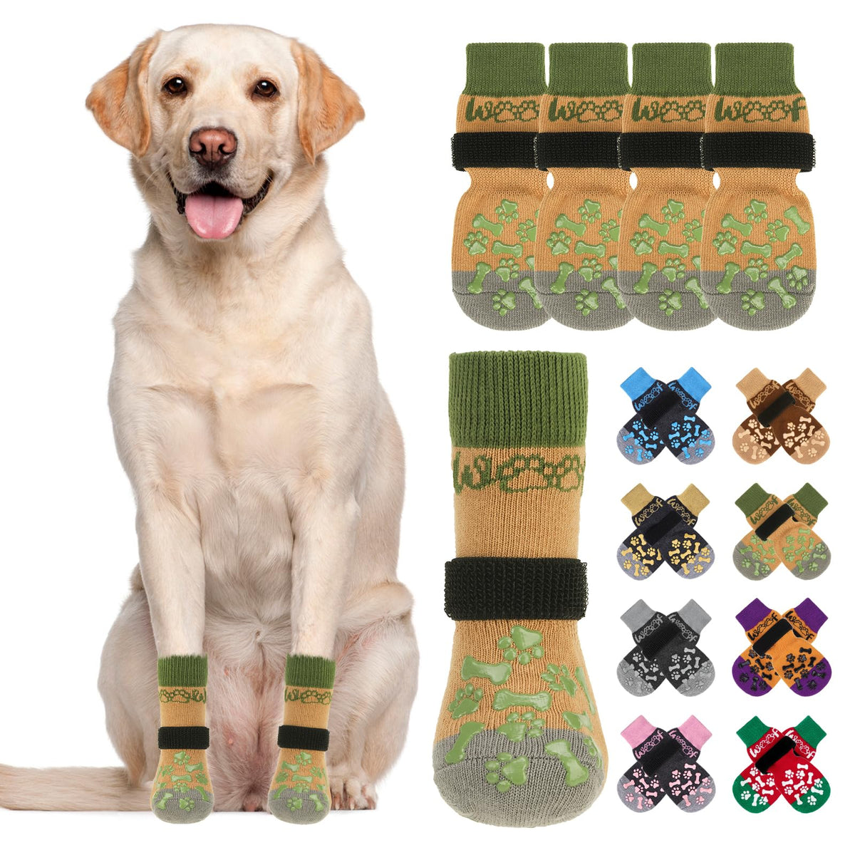KOOLTAIL dog socks side view demonstrates dual-sided grip for safer floor traction.