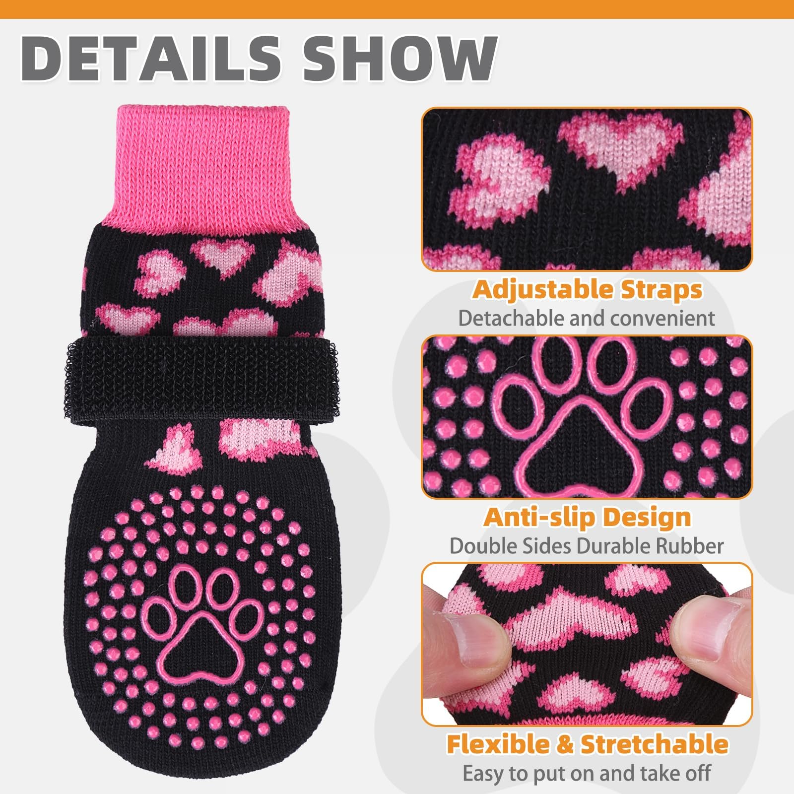 KOOLTAIL dog socks soft cotton-poly blend provide warmth and comfort.