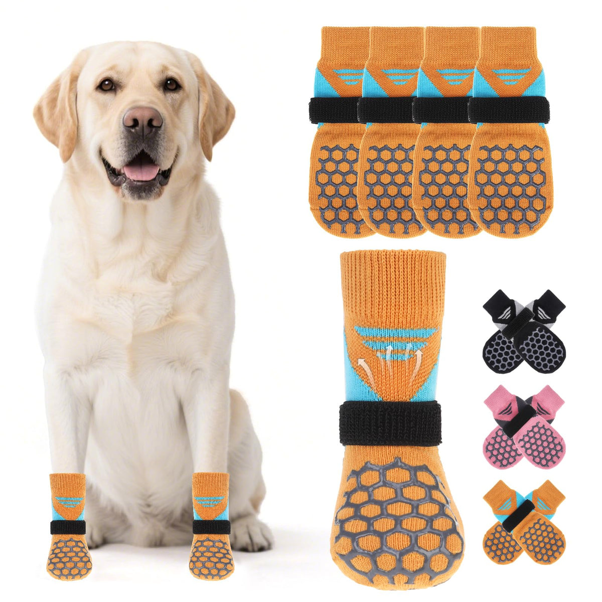 KOOLTAIL dog socks grip hardwood floors for confident, slip-free steps.