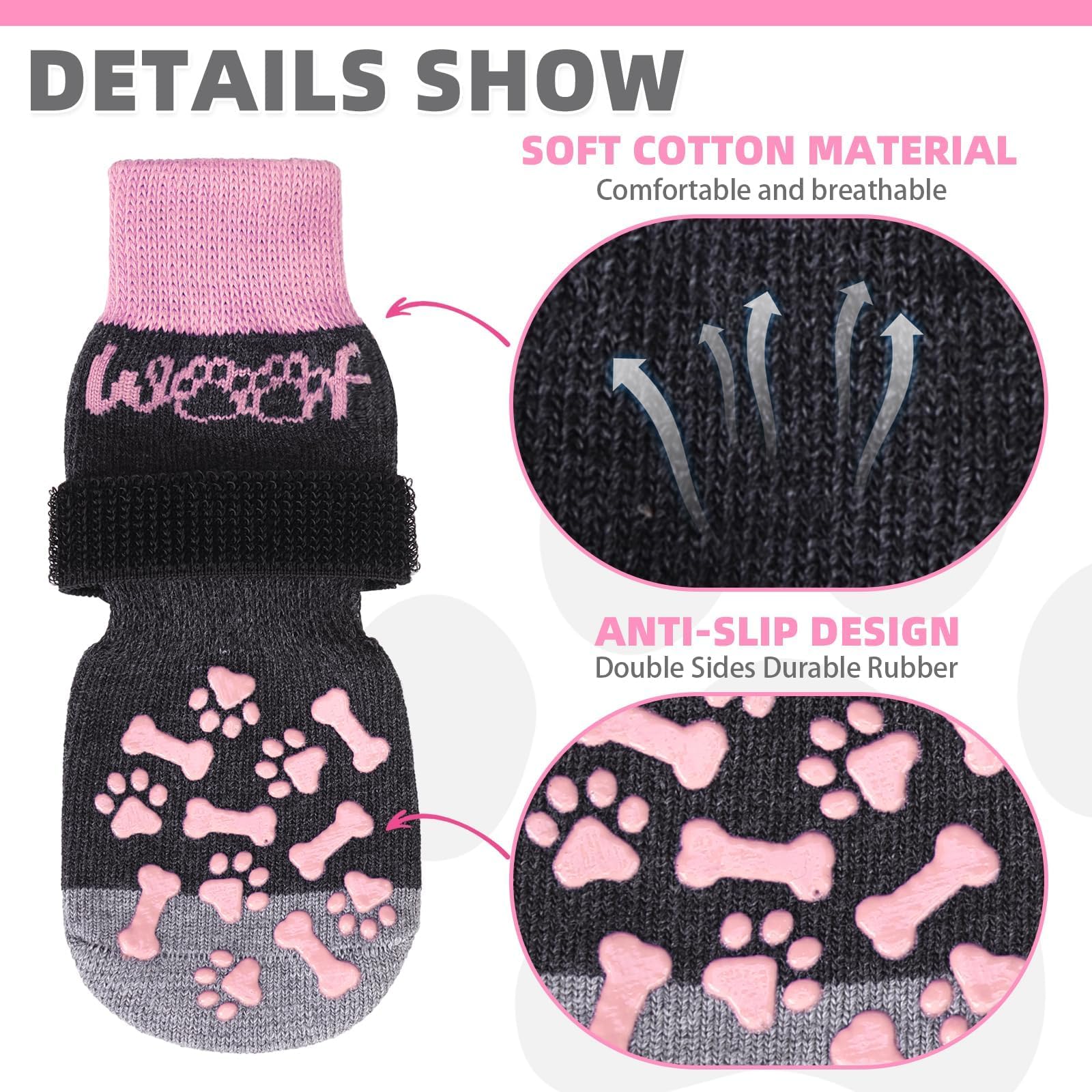 KOOLTAIL Dog Socks twist-proof grip for reliable traction during play.