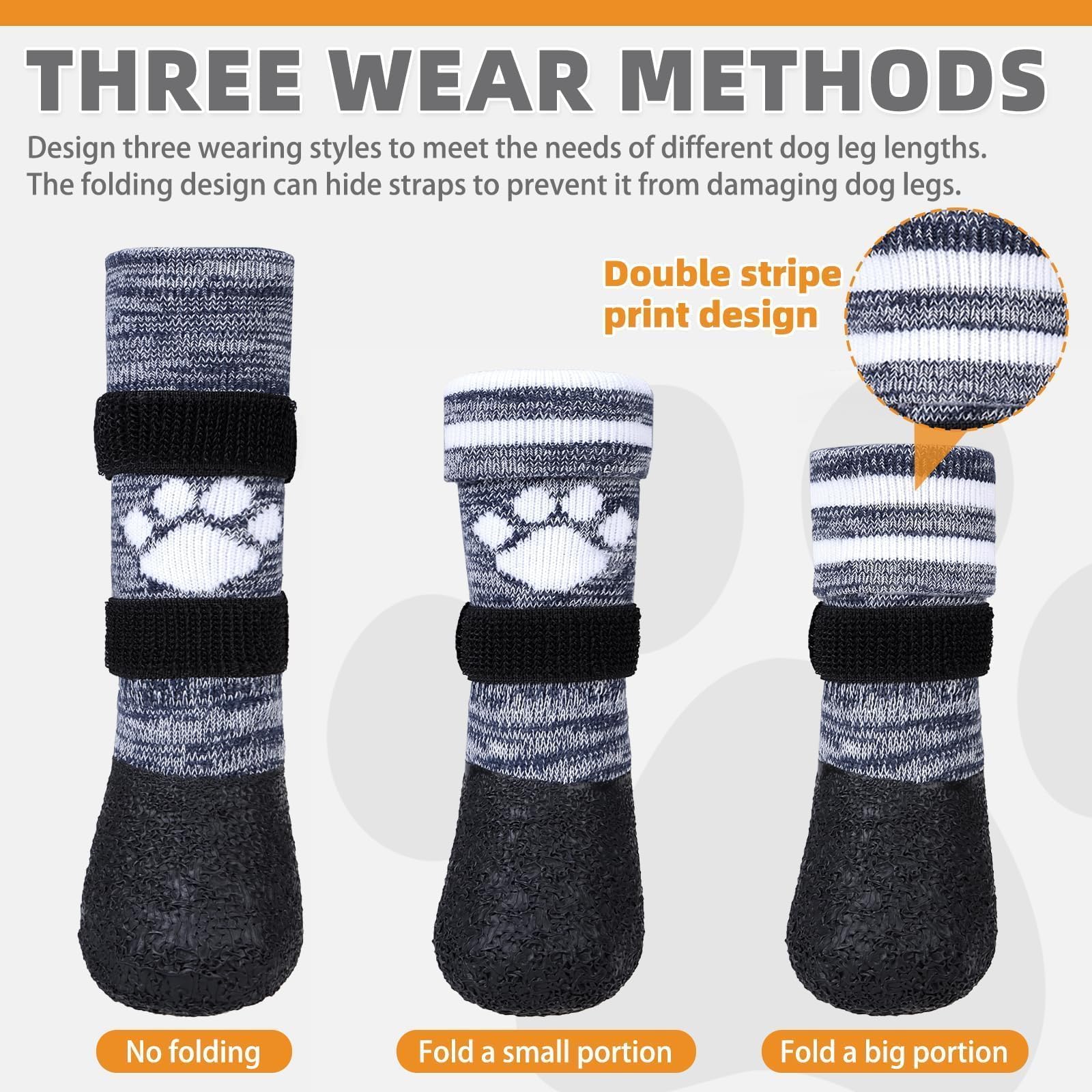 KOOLTAIL dog socks with strap-adjustment showing secure fit for hiking.