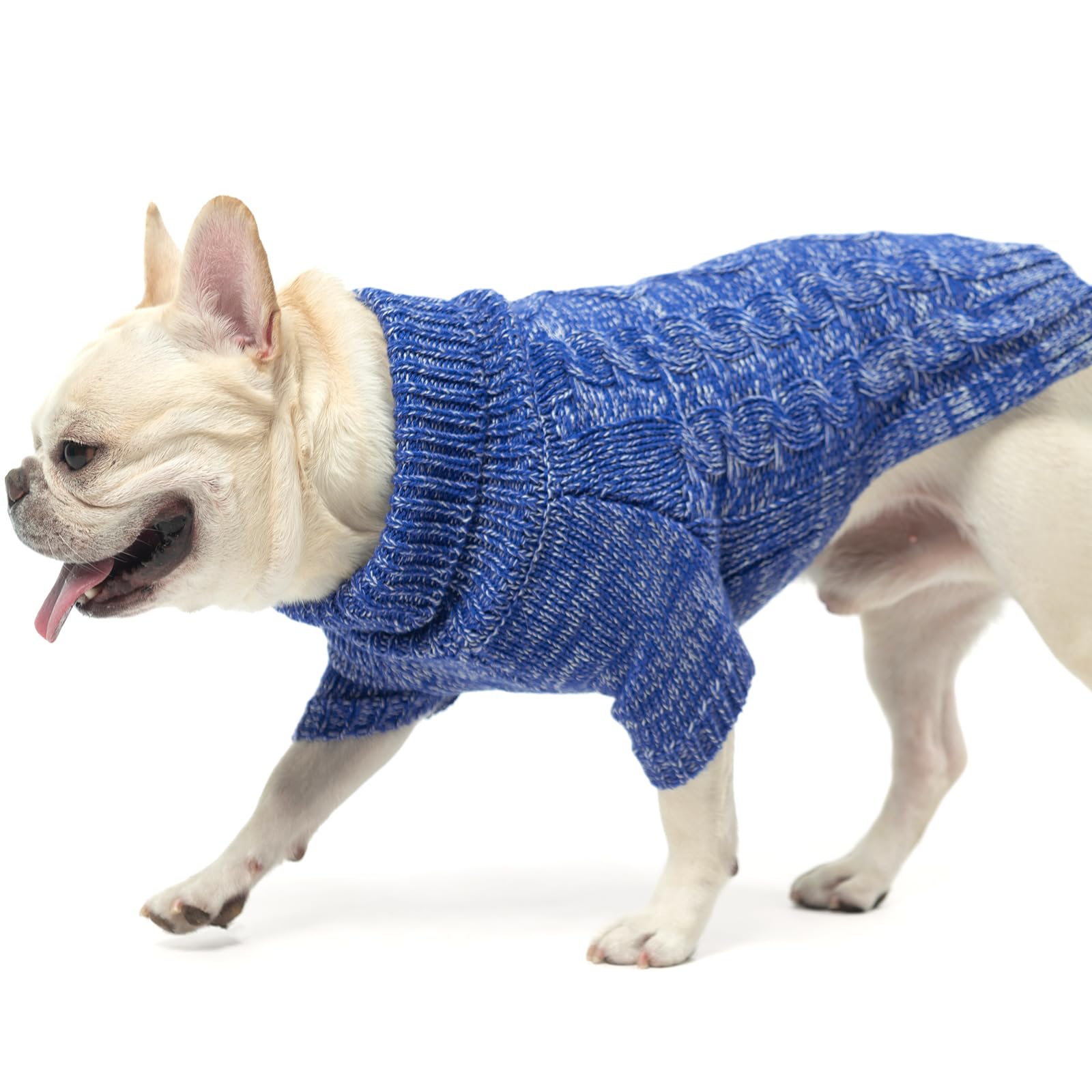 KOOLTAIL dog sweater belly-cut eases potty breaks while staying warm.