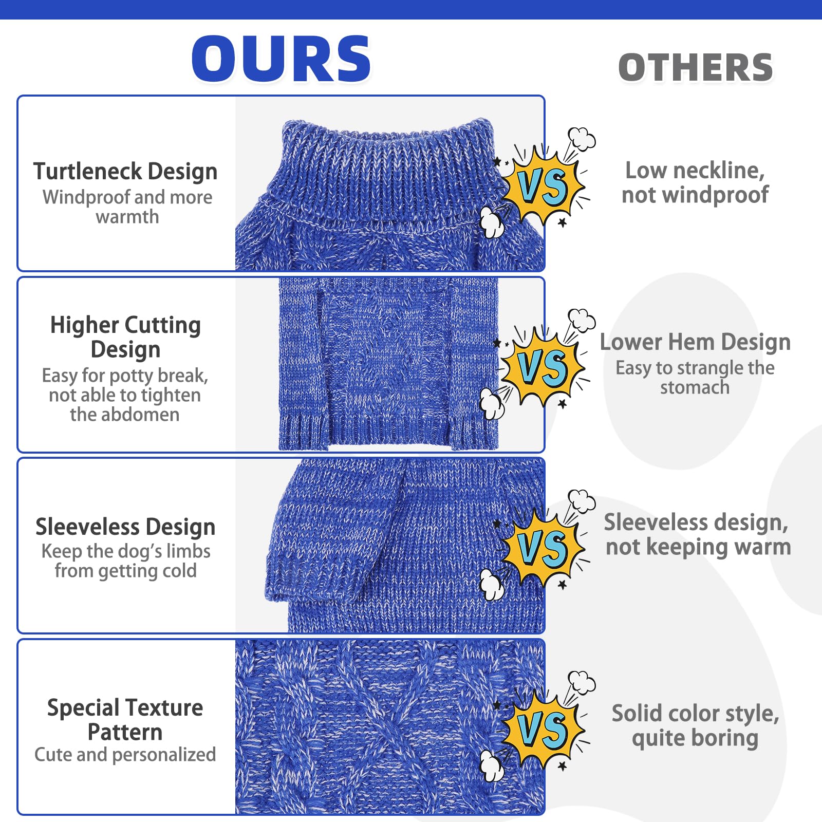 KOOLTAIL dog sweater elastic stretch fabric supports easy movement.