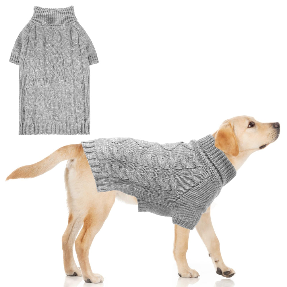 KOOLTAIL dog sweater front view shows cozy turtleneck warmth for cold walks.