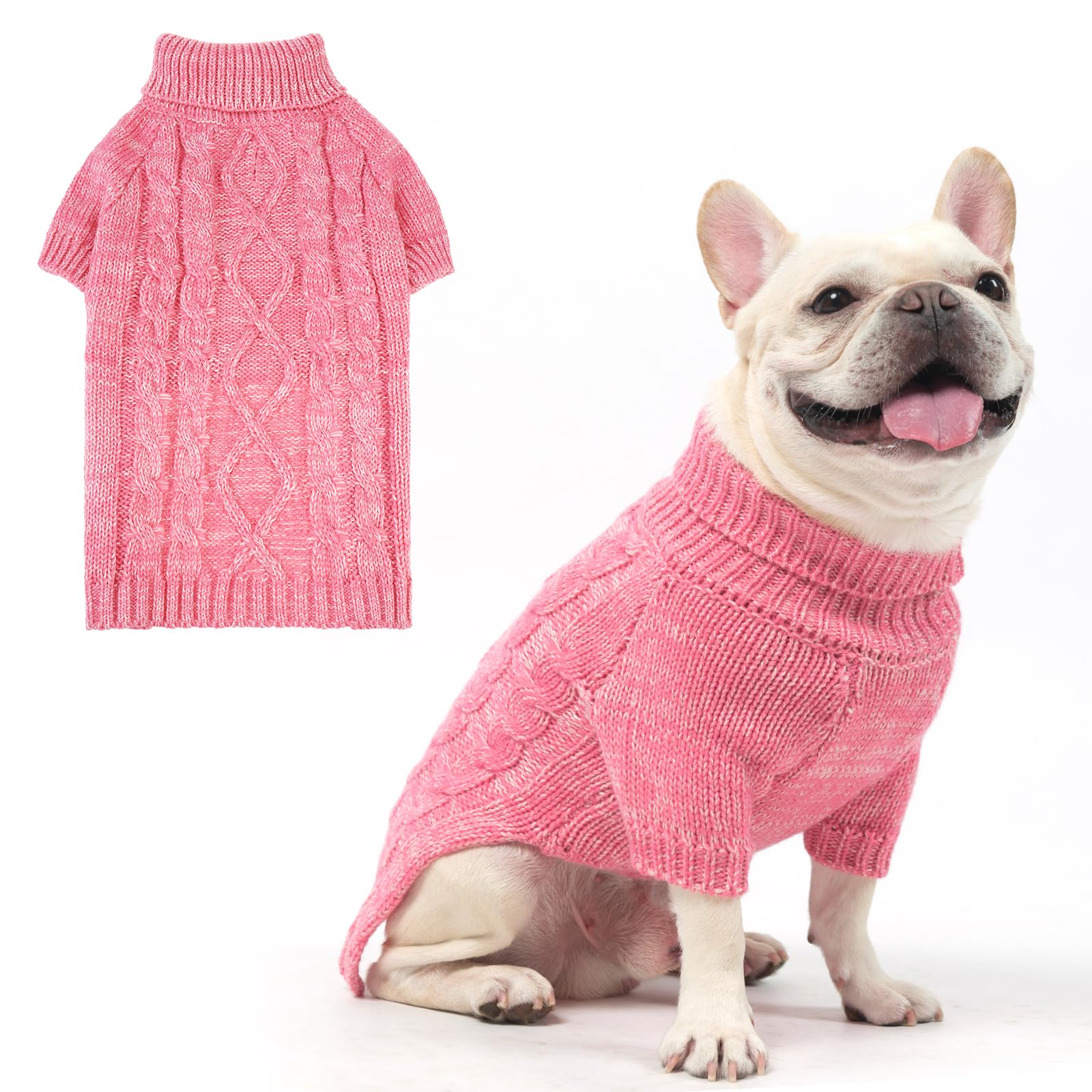 KOOLTAIL dog sweater front view shows cozy warmth for cold days.