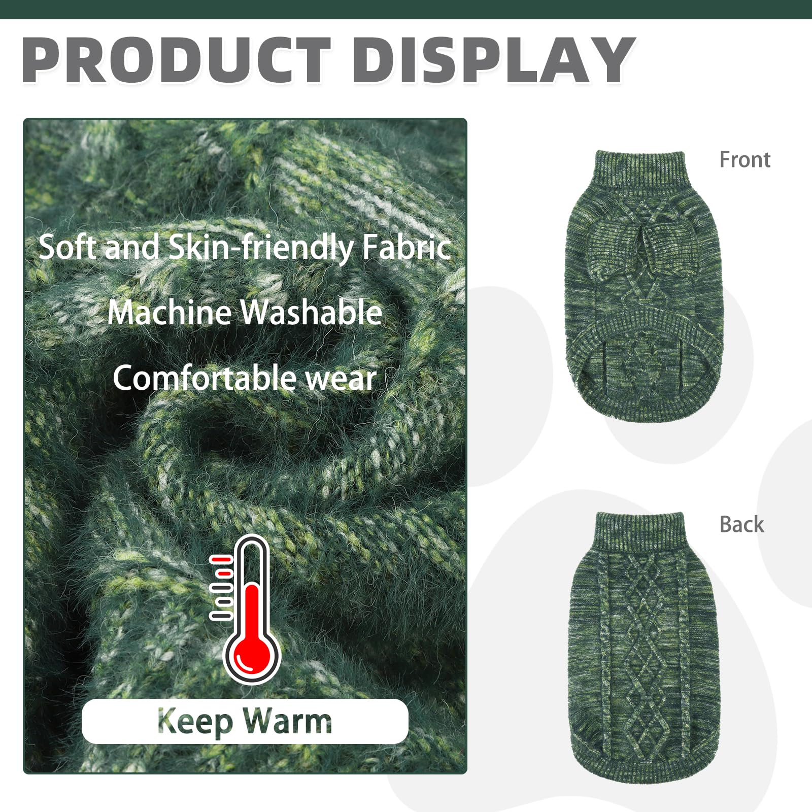 KOOLTAIL dog sweater green side view showcases flexible stretch for active dogs