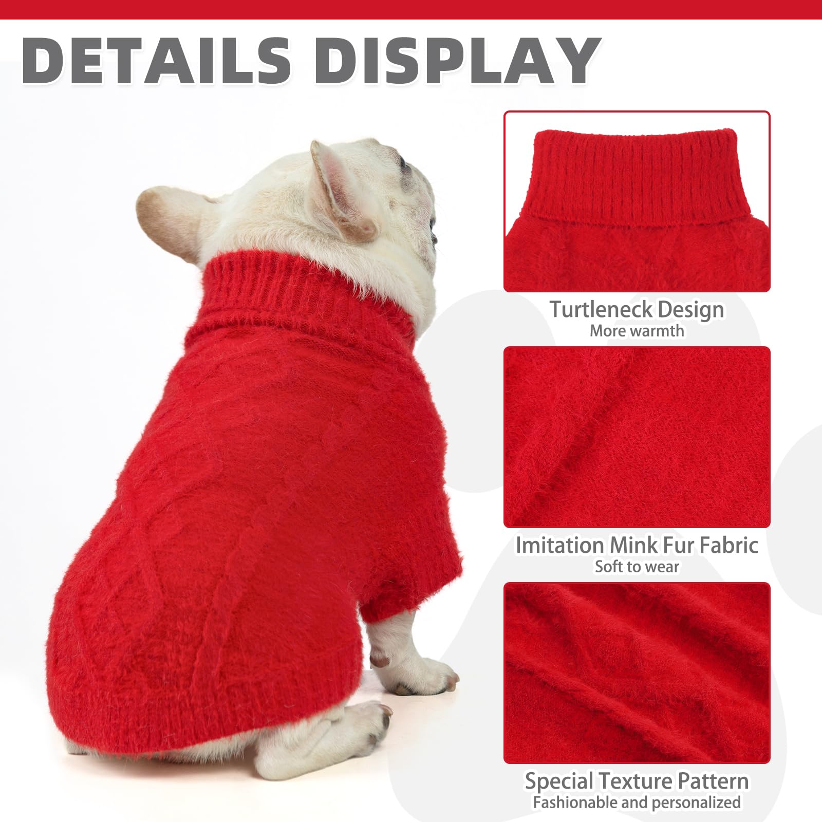KOOLTAIL dog sweater neck-detail shows easy-on, gentle neckline.