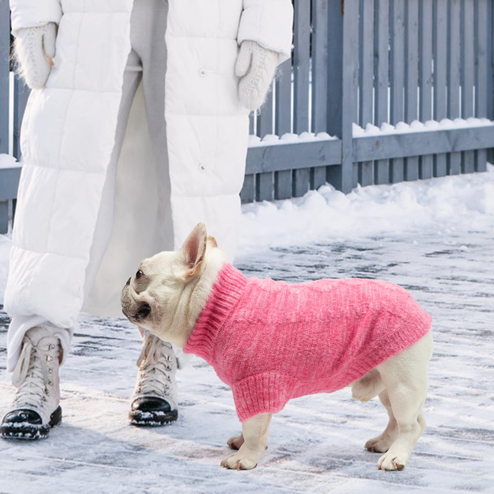KOOLTAIL dog sweater pink closeup emphasizes soft fleece feel and cozy comfort