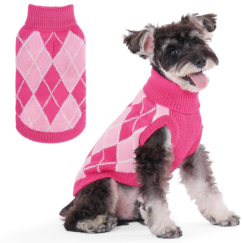 KOOLTAIL pink dog sweater front view for cozy winter warmth