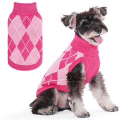 KOOLTAIL pink dog sweater front view for cozy winter warmth