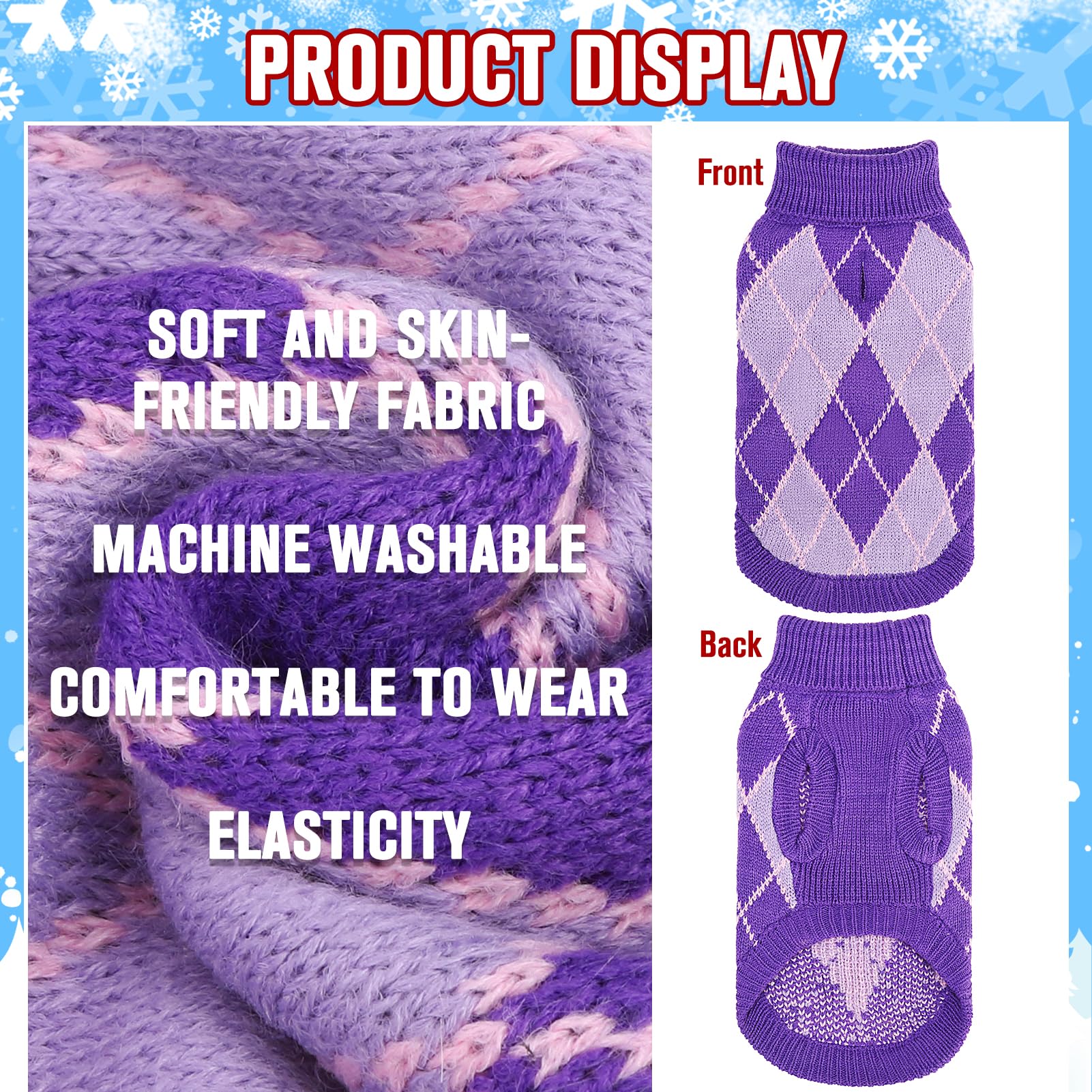 KOOLTAIL dog sweater plaid pattern emphasizes stylish warmth for everyday wear
