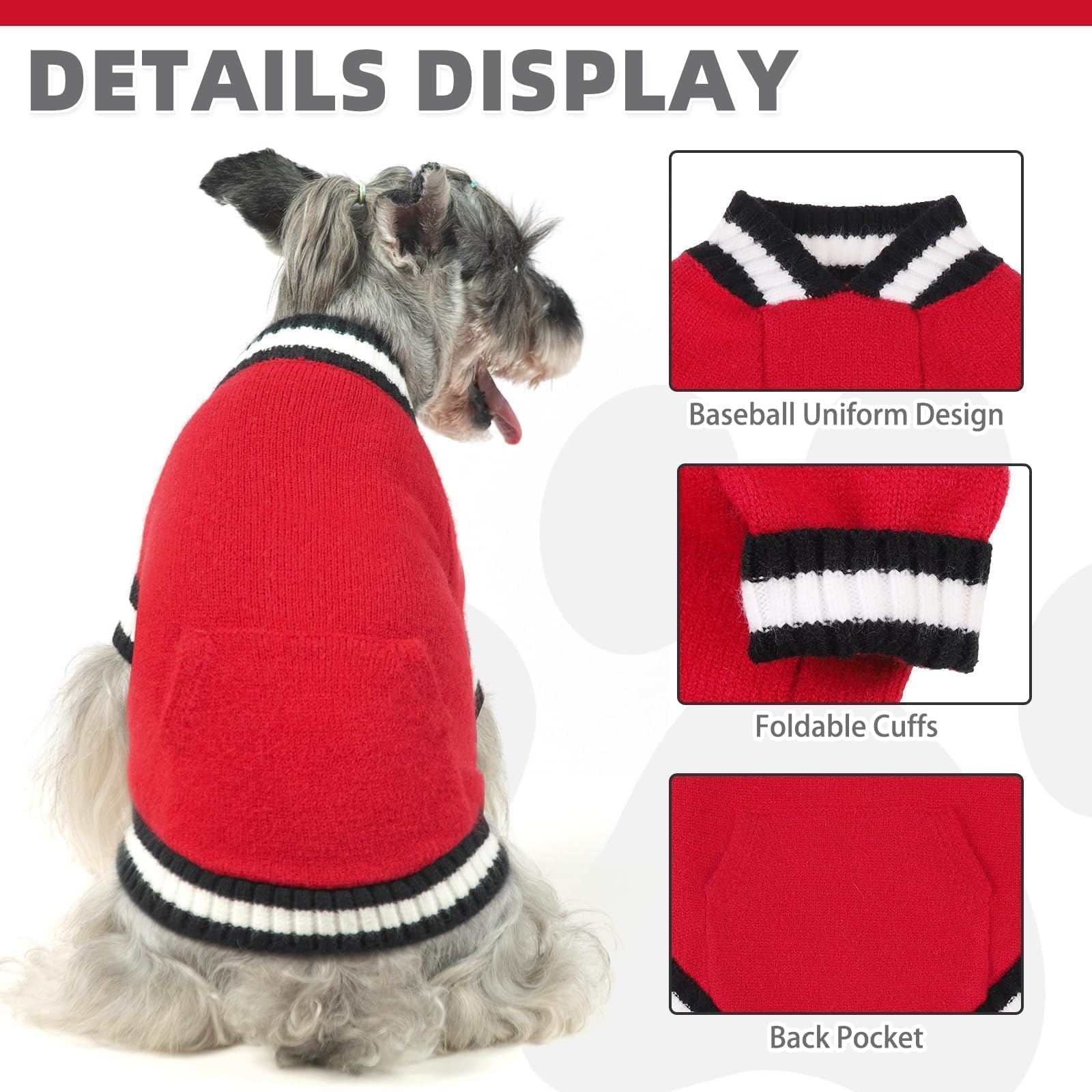 KOOLTAIL dog sweater pocket detail shows convenient pocket for treats or small items.