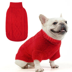 KOOLTAIL dog sweater red front view shows cozy warmth for cold weather outings.