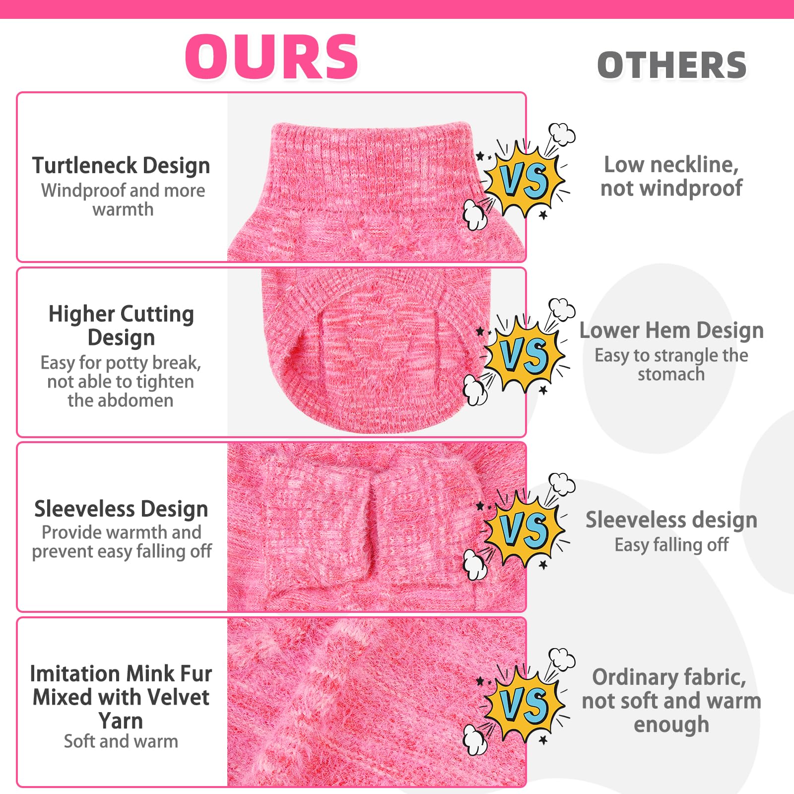 KOOLTAIL dog sweater size chart helps you choose the right fit
