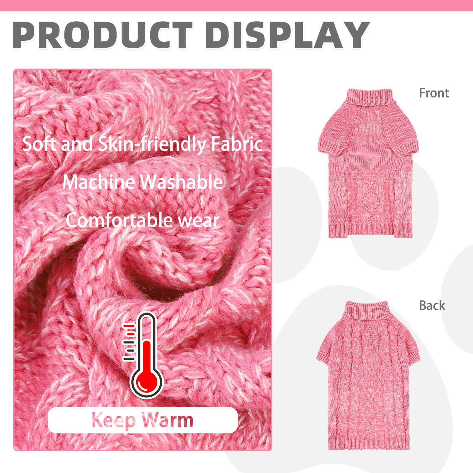 KOOLTAIL dog sweater turtleneck-detail highlights neck warmth.