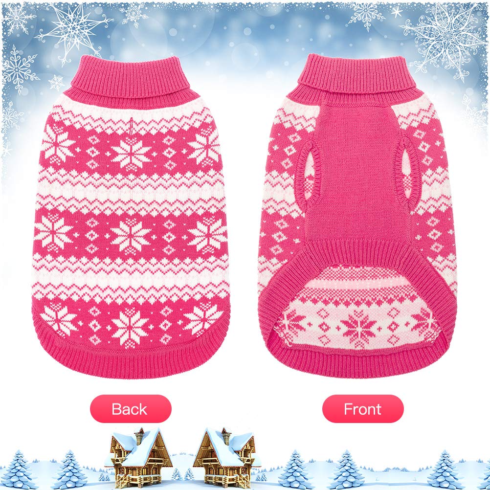 KOOLTAIL pink turtleneck dog sweater for small to medium dogs, cozy and fashionable.