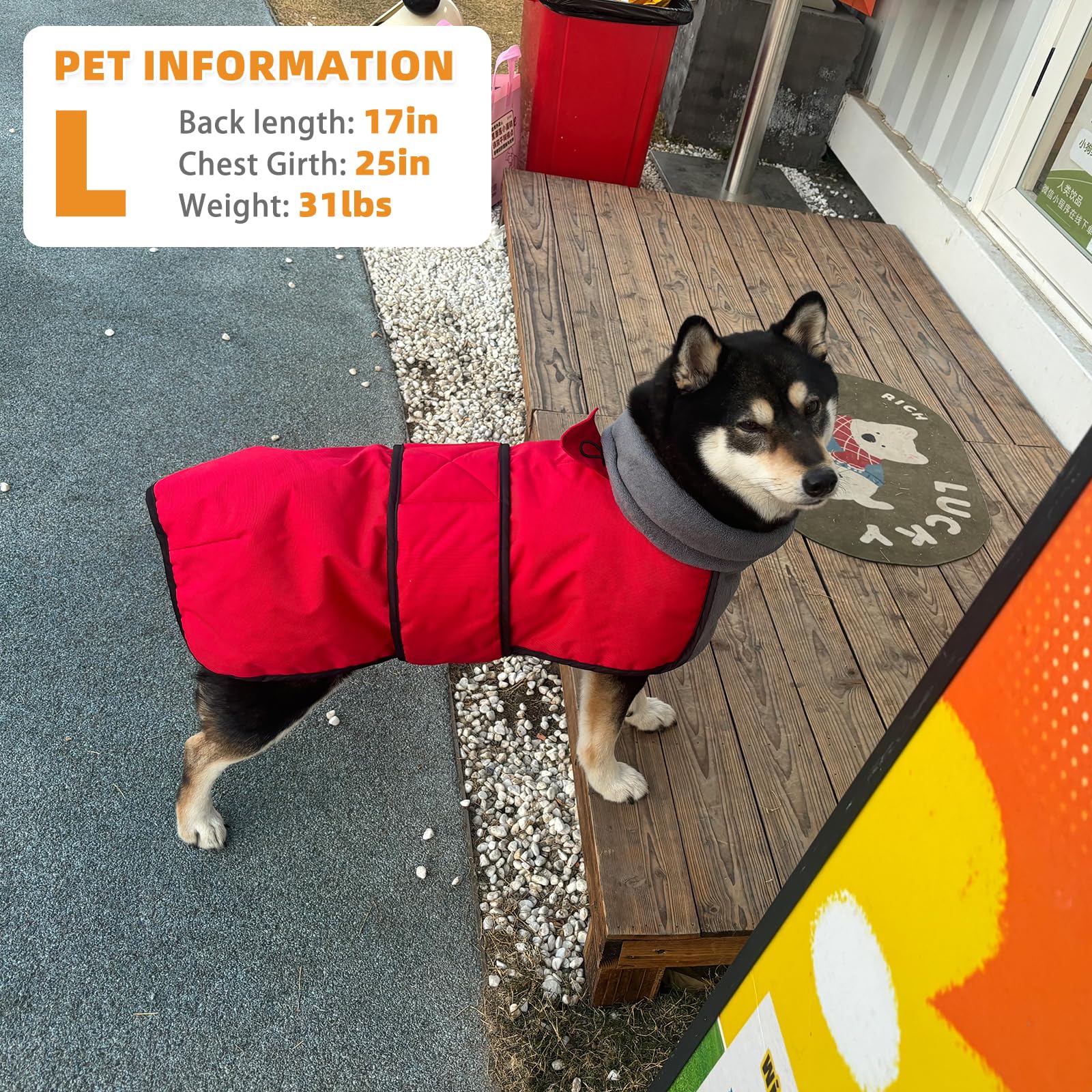 KOOLTAIL dog winter coat size chart aids finding the perfect fit.