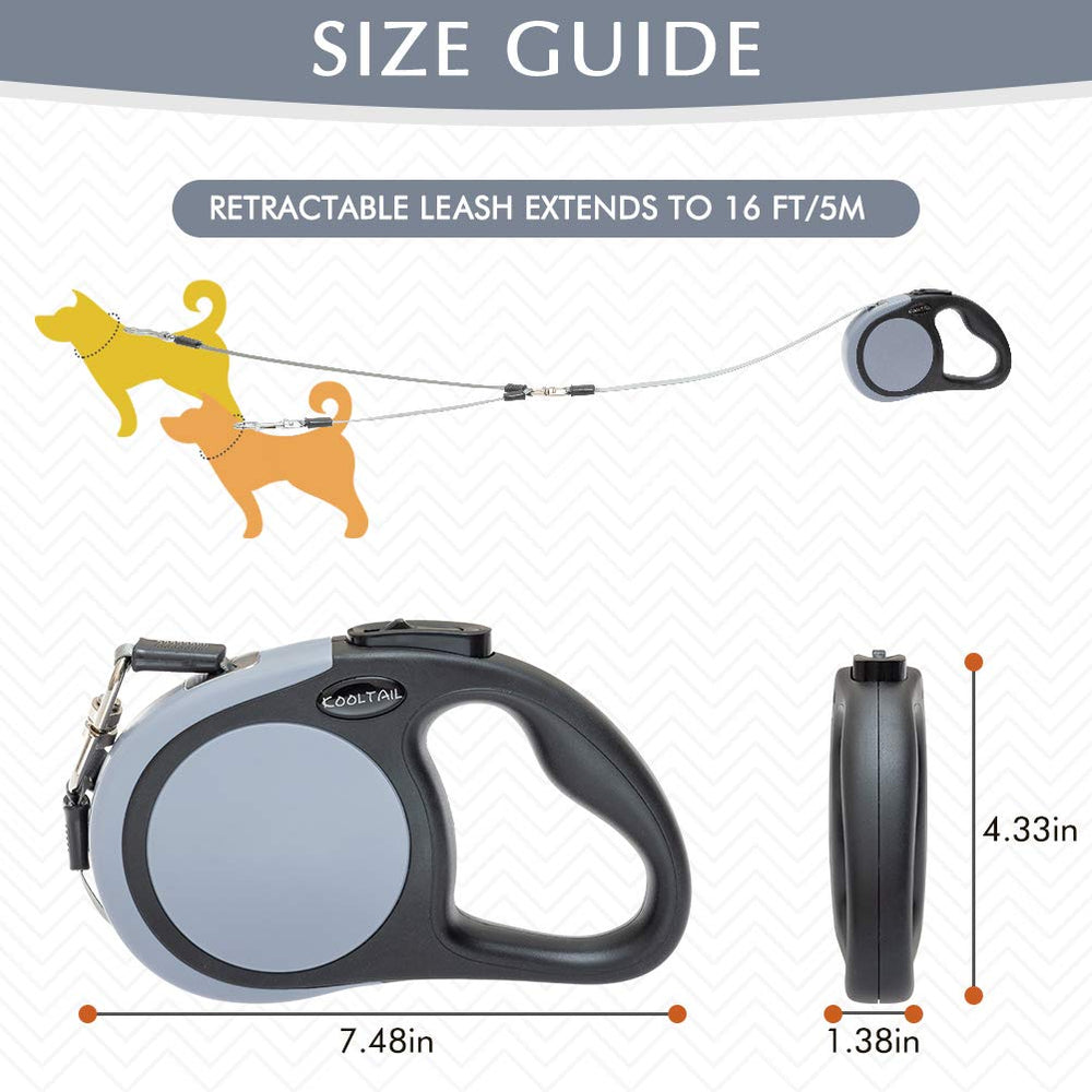 KOOLTAIL leash out in the park for outdoor walking and hiking with two dogs