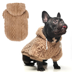KOOLTAIL fleece dog sweater hoodie front view, cozy warmth for winter walks.