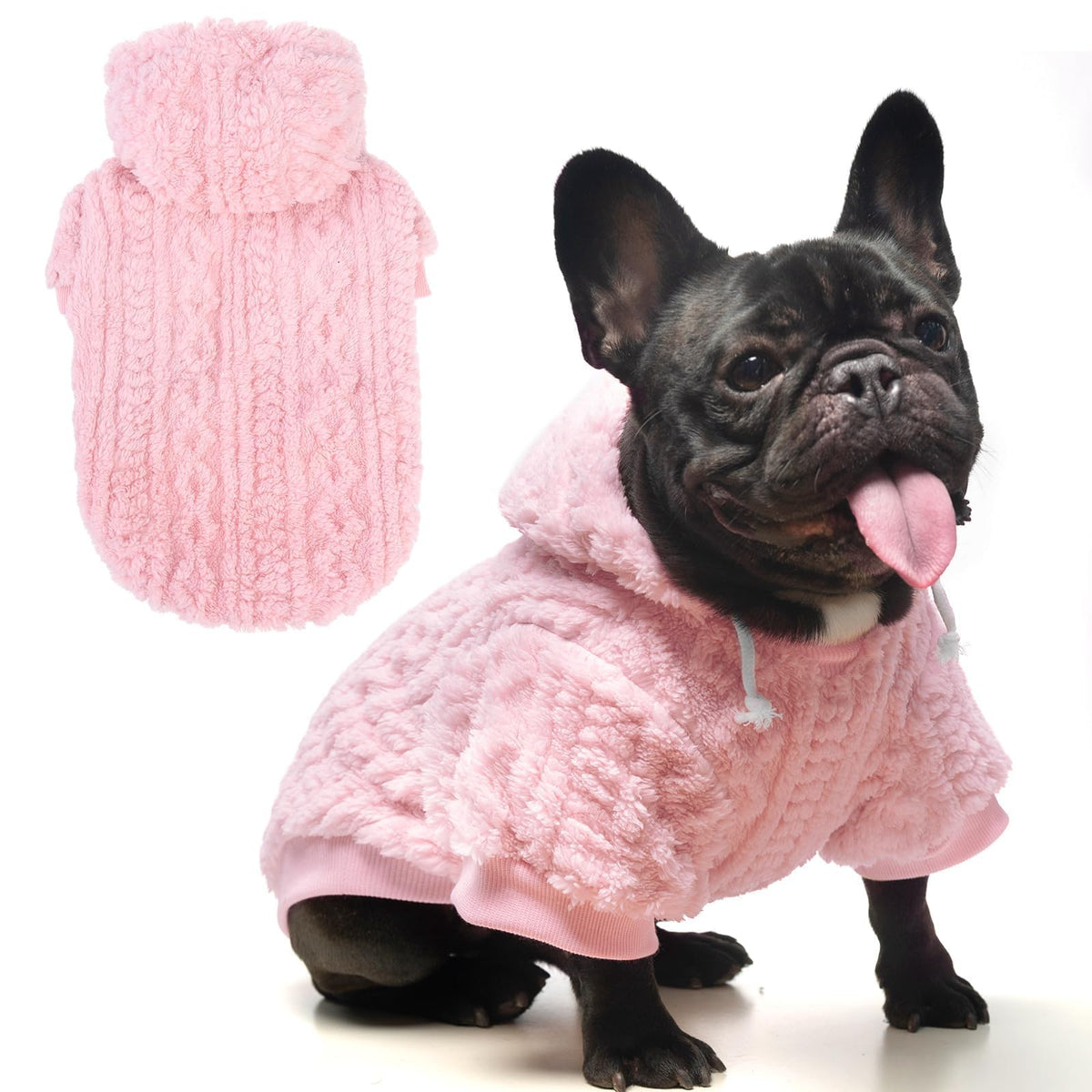 KOOLTAIL fleece dog sweater hoodie with soft-plush material for cozy warmth on walks.