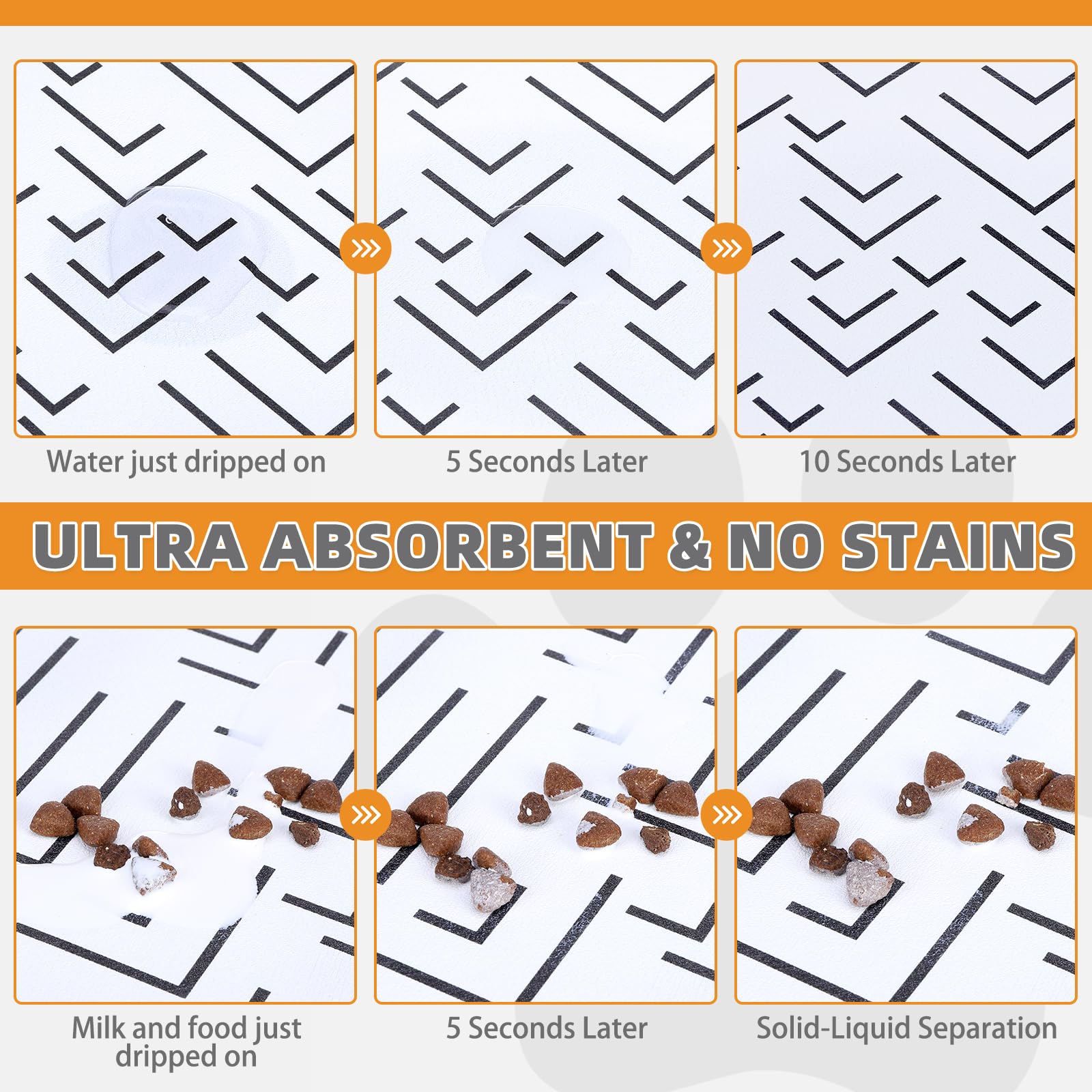 KOOLTAIL food mat waterproof backside demonstrates leakproof backing protecting floors during meals.