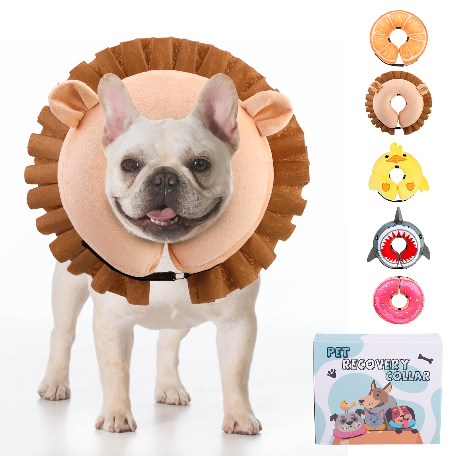 KOOLTAIL inflatable dog cone front view showing secure fit and comfortable wear.