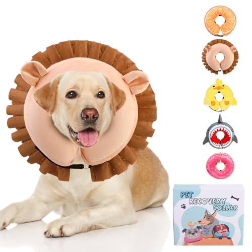 KOOLTAIL inflatable dog cone lion-xl fit provides secure post-surgery protection with stylish design.