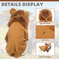 KOOLTAIL integrated headgear with realistic lion mane on dog