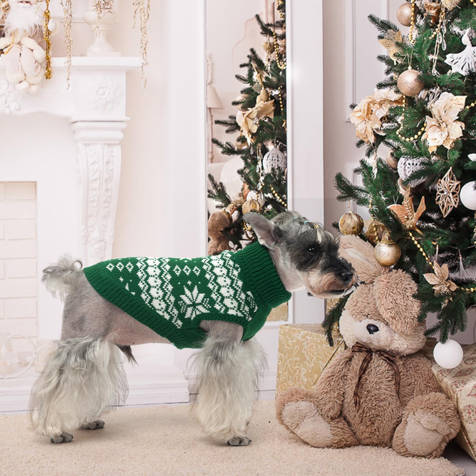 KOOLTAIL machine-washable dog sweater green wash-friendly cleanup for busy households.