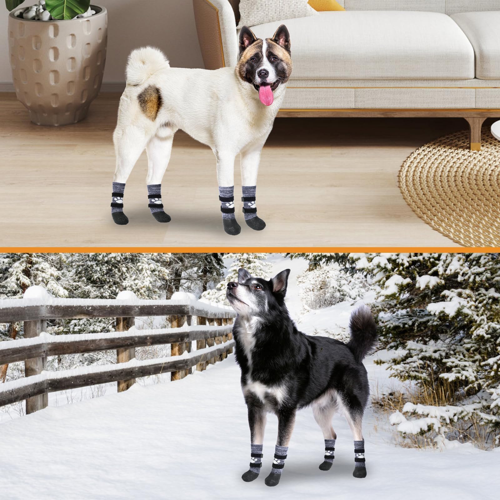 KOOLTAIL nonslip rubber sole dog socks improve traction on tile.