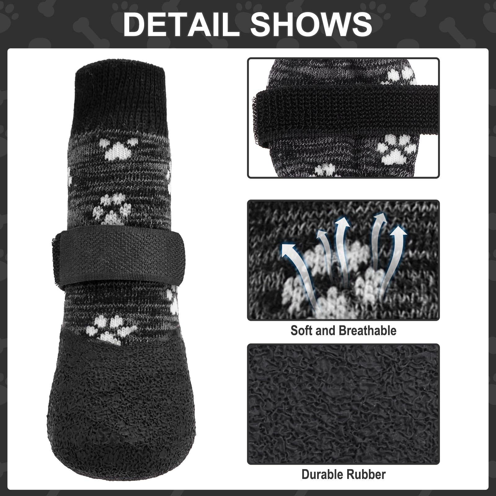 KOOLTAIL paw protectors feature soft cotton upper for breathable comfort