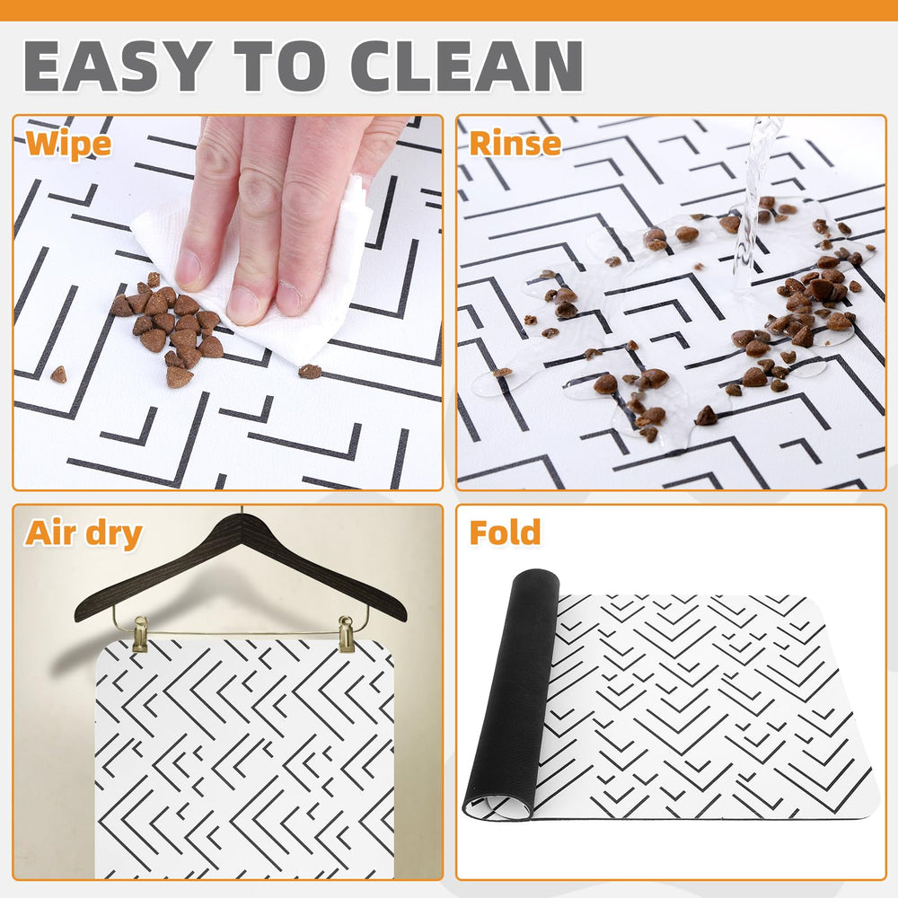 KOOLTAIL pet bowl mat easy-clean surface resists hair and stains for hygiene.