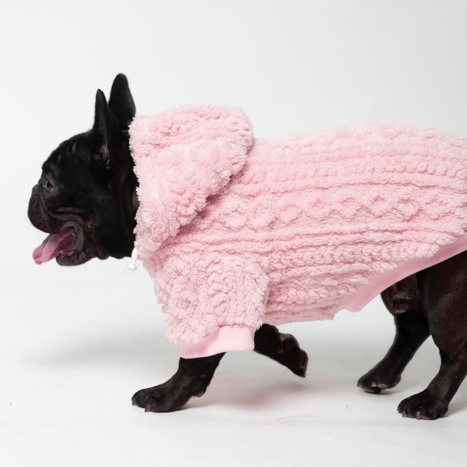 KOOLTAIL pink fleece dog sweater hoodie machine-washable for simple cleanup