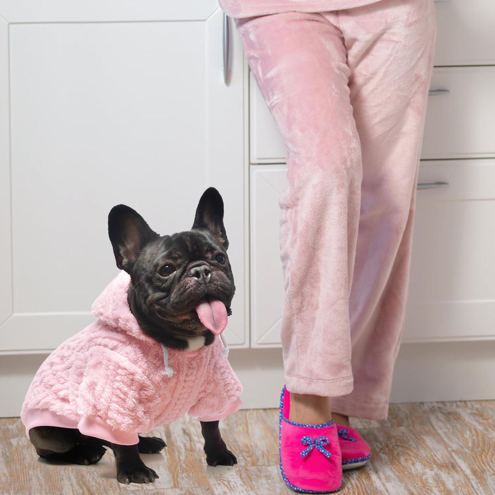 KOOLTAIL pink fleece dog sweater hoodie winter-warmth for cold days
