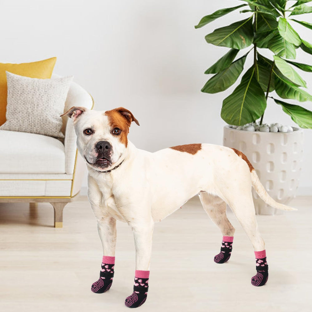 KOOLTAIL pink-heart design dog socks add cute indoor protection.