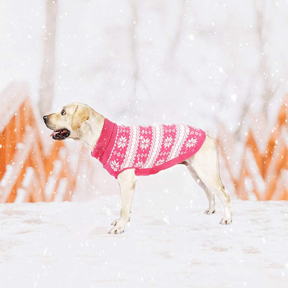 KOOLTAIL pink winter knit dog sweater suitable for all sizes.