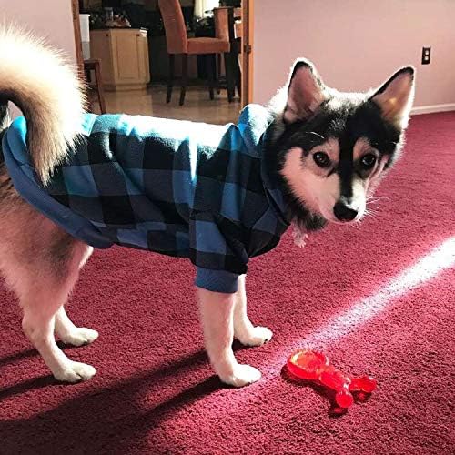 KOOLTAIL plaid dog hoodie fleece-inside offers gentle warmth and cuddly feel.
