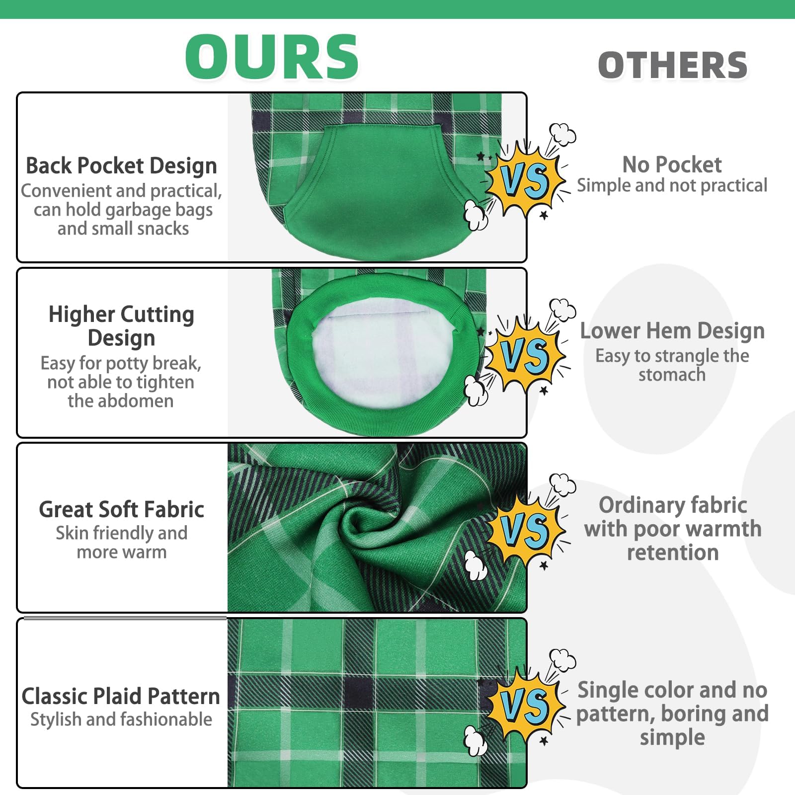 KOOLTAIL plaid dog hoodie green size guide for proper fit