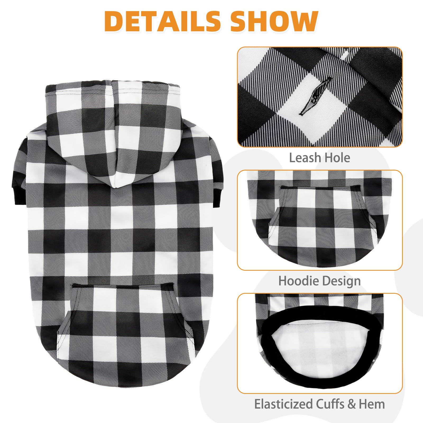 KOOLTAIL plaid hoodie hood detail shows adjustable drawstring for secure, comfortable fit.