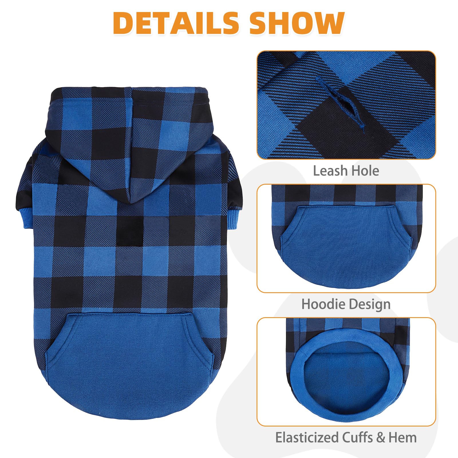 KOOLTAIL plaid dog hoodie pocket detail showcases on-the-go snacks and small toy storage